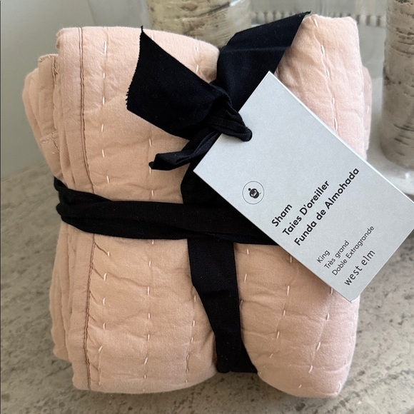 West Elm Blush King Pick Stitch Pillow Shams. Set Of 2. - Picture 6 of 6